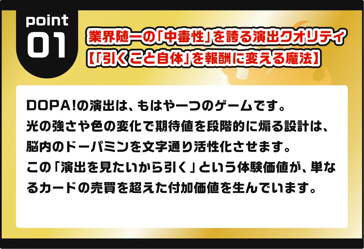 業界随一の「中毒性」を誇る演出クオリティ